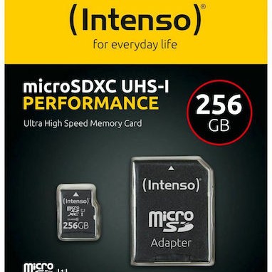 Intenso Class Performance microSDXC 256GB Class 10 U1 UHS-I με αντάπτορα