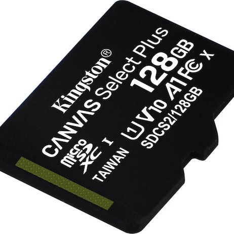 Kingston Canvas Select Plus microSDXC 128GB Class 10 U1 V10 A1 UHS-I με αντάπτορα
