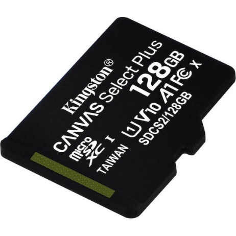Kingston Canvas Select Plus microSDXC 128GB Class 10 U1 V10 A1 UHS-I με αντάπτορα