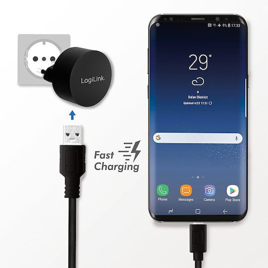 LogiLink Φορτιστής Χωρίς Καλώδιο με Θύρα USB-A 10.5W Μαύρος (PA0217)