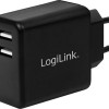 LogiLink 2x USB-A Wall Adapter Μαύρο (PA0210)