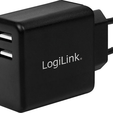 LogiLink 2x USB-A Wall Adapter Μαύρο (PA0210)