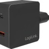 LogiLink 2x USB-A Wall Adapter Μαύρο (PA0210)