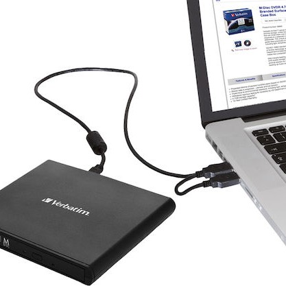 Verbatim Εξωτερικός Οδηγός Εγγραφής/Ανάγνωσης DVD για Laptop / Desktop Μαύρο