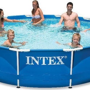 Intex Στρογγυλή Πισίνα PVC με Μεταλλικό Σκελετό 366x76εκ. Μπλε
