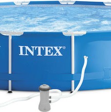 Intex Στρογγυλή Πισίνα PVC με Μεταλλικό Σκελετό 366x76εκ. Μπλε