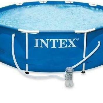 Intex Στρογγυλή Πισίνα PVC με Μεταλλικό Σκελετό 366x76εκ. Μπλε