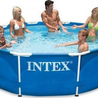 Intex Στρογγυλή Πισίνα PVC με Μεταλλικό Σκελετό 366x76εκ. Μπλε