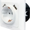 LogiLink Μονή Χωνευτή Πρίζα Ρεύματος με 2 Θύρες USB Λευκή