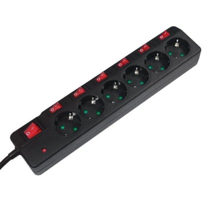 LogiLink Πολύπριζο Ασφαλείας 6 Θέσεων με Διακόπτη και Καλώδιο 1.5m