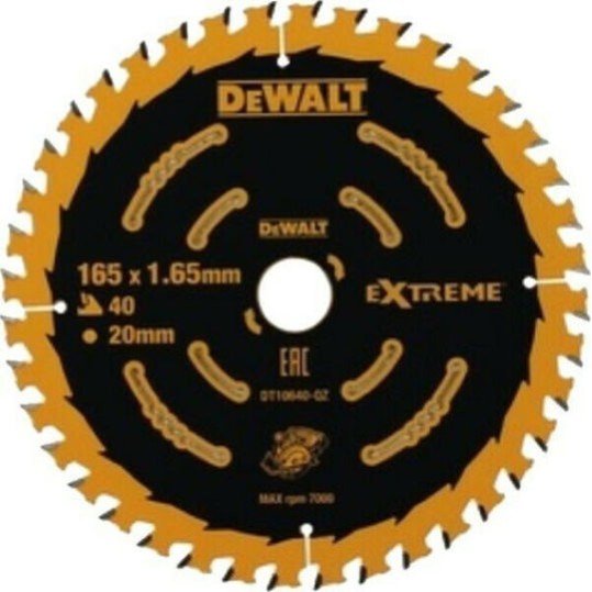 Dewalt Δίσκος Κοπής Ξύλου με 40 Δόντια 165mm DT10640