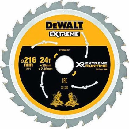 Dewalt Δίσκος Κοπής Ξύλου με 24 Δόντια 216mm DT99568