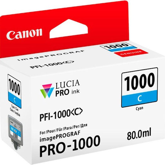 Canon PFI-1000 Γνήσιο Μελάνι Εκτυπωτή InkJet Κυανό (0547C001)
