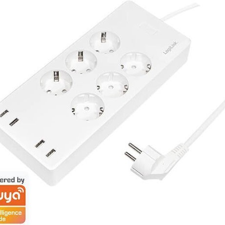 LogiLink Smart Πολύπριζο 6 Θέσεων με 4 USB-A και Καλώδιο 1.8m
