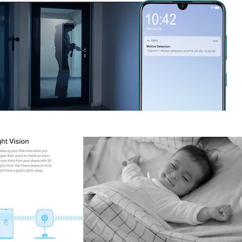 TP-LINK Tapo C100 v1 IP Κάμερα Παρακολούθησης Wi-Fi Full HD 1080p με Αμφίδρομη Επικοινωνία και Φακό 3.3mm