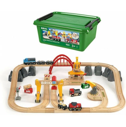 Brio Toys Cargo Railway Σετ με Τρενάκι από Ξύλο για 3+ Ετών