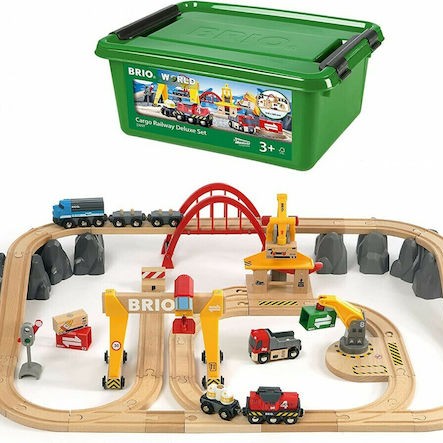 Brio Toys Cargo Railway Σετ με Τρενάκι από Ξύλο για 3+ Ετών