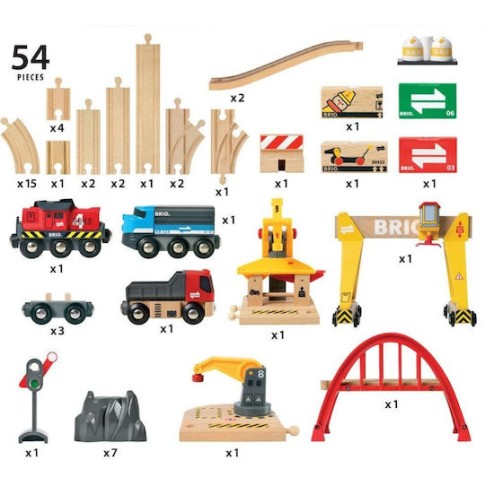Brio Toys Cargo Railway Σετ με Τρενάκι από Ξύλο για 3+ Ετών