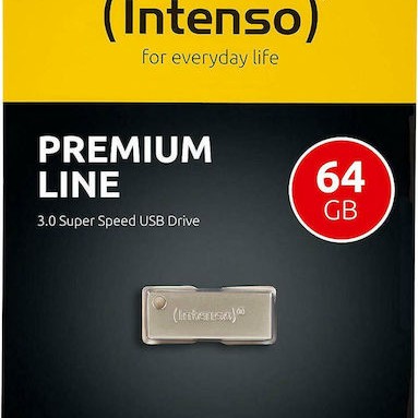 Intenso Premium Line 64GB USB 3.0 Stick Ασημί