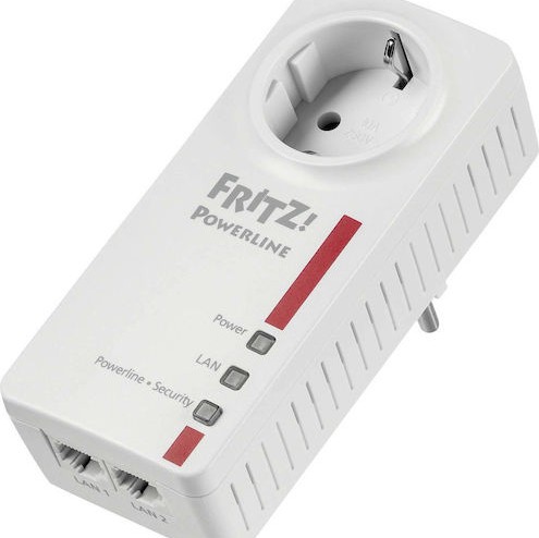 AVM Fritz!Powerline 1220E Powerline για Ενσύρματη Σύνδεση με Passthrough Πρίζα και 2 Θύρες Gigabit Ethernet