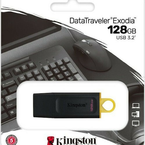 Kingston DataTraveler Exodia 128GB USB 3.2 Stick Μαύρο