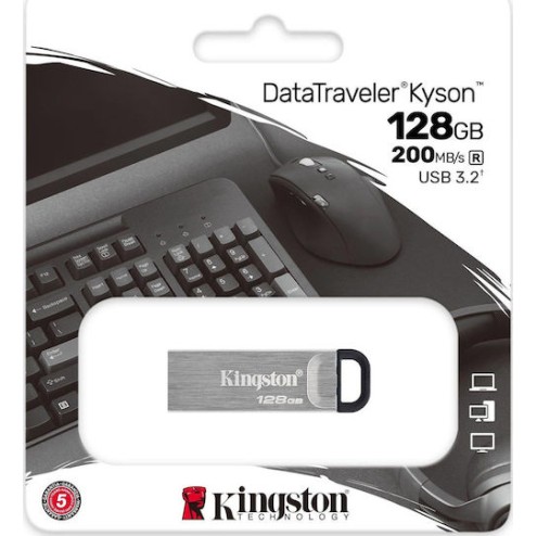 Kingston DataTraveler Kyson 128GB USB 3.2 Stick Ασημί