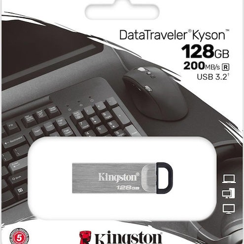 Kingston DataTraveler Kyson 128GB USB 3.2 Stick Ασημί