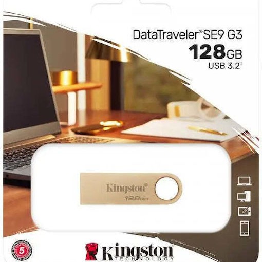 Kingston Datatraveler Se9 G3 128GB USB 3.2 Stick Χρυσό