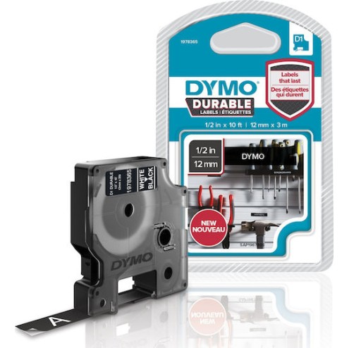 Dymo Ταινία Ετικετογράφου 3m x 12mm σε Μαύρο Χρώμα
