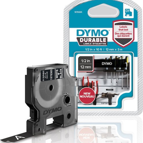 Dymo Ταινία Ετικετογράφου 3m x 12mm σε Μαύρο Χρώμα