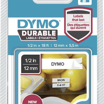 Dymo Ταινία Ετικετογράφου 5.5m x 12mm σε Λευκό Χρώμα