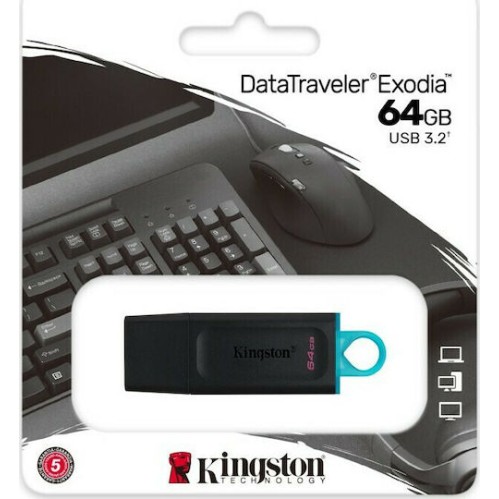 Kingston DataTraveler Exodia 64GB USB 3.2 Stick Μαύρο