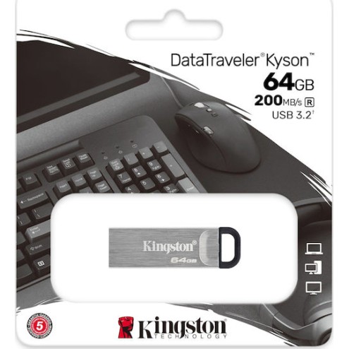 Kingston DataTraveler Kyson 64GB USB 3.2 Stick Ασημί