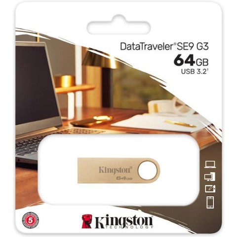 Kingston Datatraveler Se9 G3 64GB USB 3.2 Stick Χρυσό