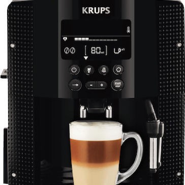Krups Αυτόματη Μηχανή Espresso 1450W Πίεσης 15bar για Cappuccino με Μύλο Άλεσης Μαύρη EA8150