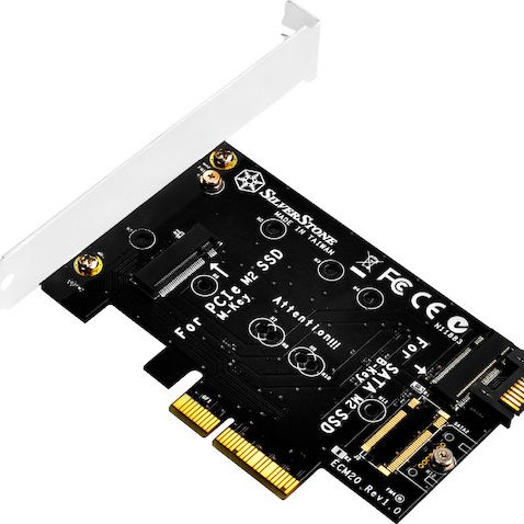 Silverstone Διπλός αντάπτορας M.2 σε PCIe x4 και SATA