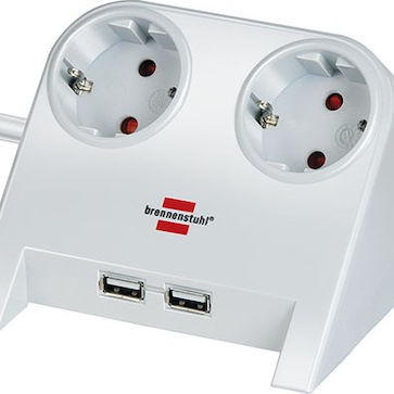 Brennenstuhl Πολύπριζο 2 Θέσεων με 2 USB-A και Καλώδιο 1.8m