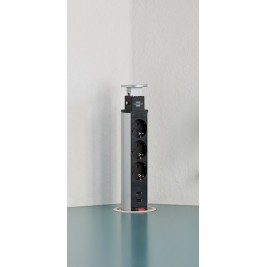 Brennenstuhl Tower 3 Πολύπριζο 3 Θέσεων με 2 USB-A, Διακόπτη και Καλώδιο 2m