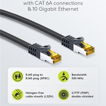 Goobay S/FTP Cat.7 Καλώδιο Δικτύου Ethernet 5m Μαύρο 1τμχ