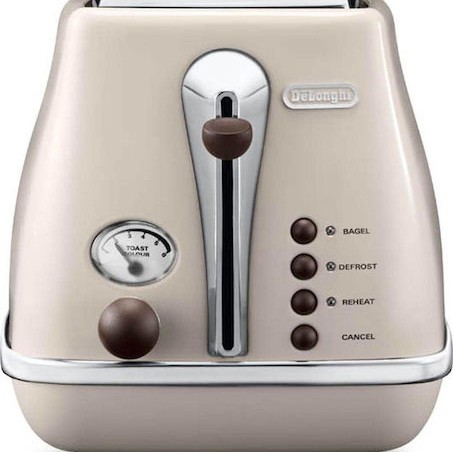 De'Longhi Icona Vintage Φρυγανιέρα 2 Θέσεων 900W Μπεζ