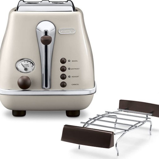 De'Longhi Icona Vintage Φρυγανιέρα 2 Θέσεων 900W Μπεζ