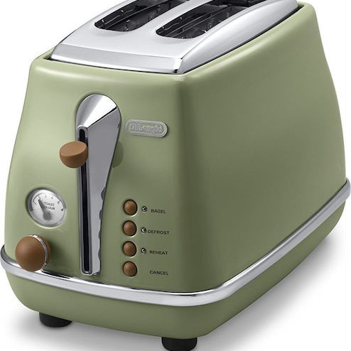 De'Longhi Icona Φρυγανιέρα 2 Θέσεων 900W Πράσινη