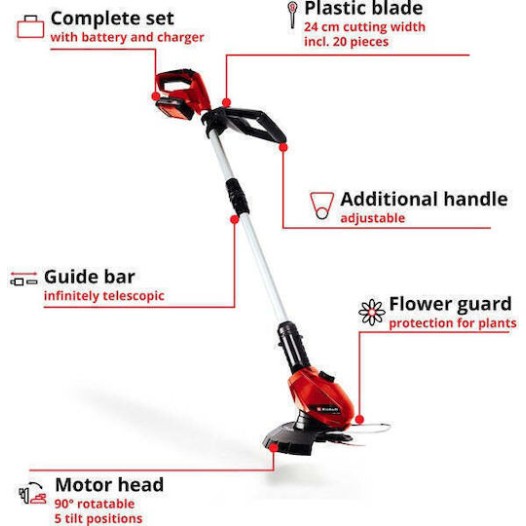 Einhell GE-CT 18 Li Kit Χορτοκοπτικό Ώμου / Χειρός Μπαταρίας