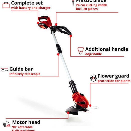 Einhell GE-CT 18 Li Kit Χορτοκοπτικό Ώμου / Χειρός Μπαταρίας
