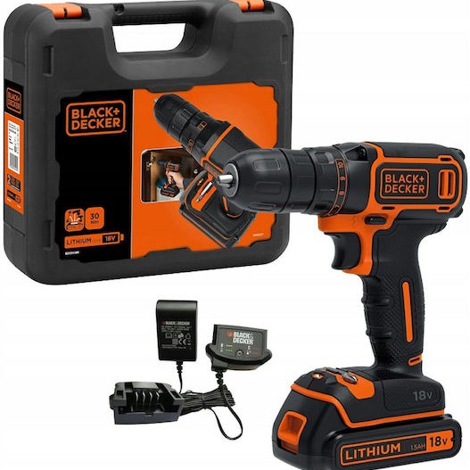 Black & Decker Δραπανοκατσάβιδο Μπαταρίας 18V 1x1.5Ah