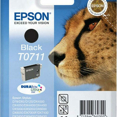 Epson T0711 Γνήσιο Μελάνι Εκτυπωτή InkJet Μαύρο (C13T07114010 C13T07114012)
