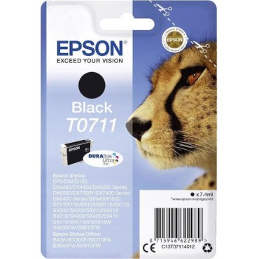 Epson T0711 Γνήσιο Μελάνι Εκτυπωτή InkJet Μαύρο (C13T07114010 C13T07114012)