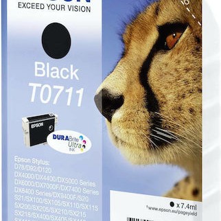 Epson T0711 Γνήσιο Μελάνι Εκτυπωτή InkJet Μαύρο (C13T07114010 C13T07114012)