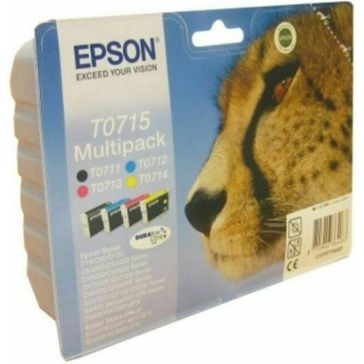 Epson T0715 Γνήσιο Πακέτο 4 Μελανιών Εκτυπωτή InkJet Κίτρινο / Κυανό / Ματζέντα / Μαύρο (C13T07154010 C13T07154020 C13T07154012)