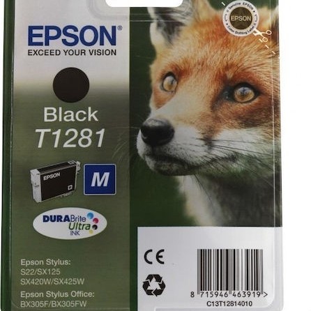 Epson T1281M Γνήσιο Μελάνι Εκτυπωτή InkJet Μαύρο (C13T12814010)
